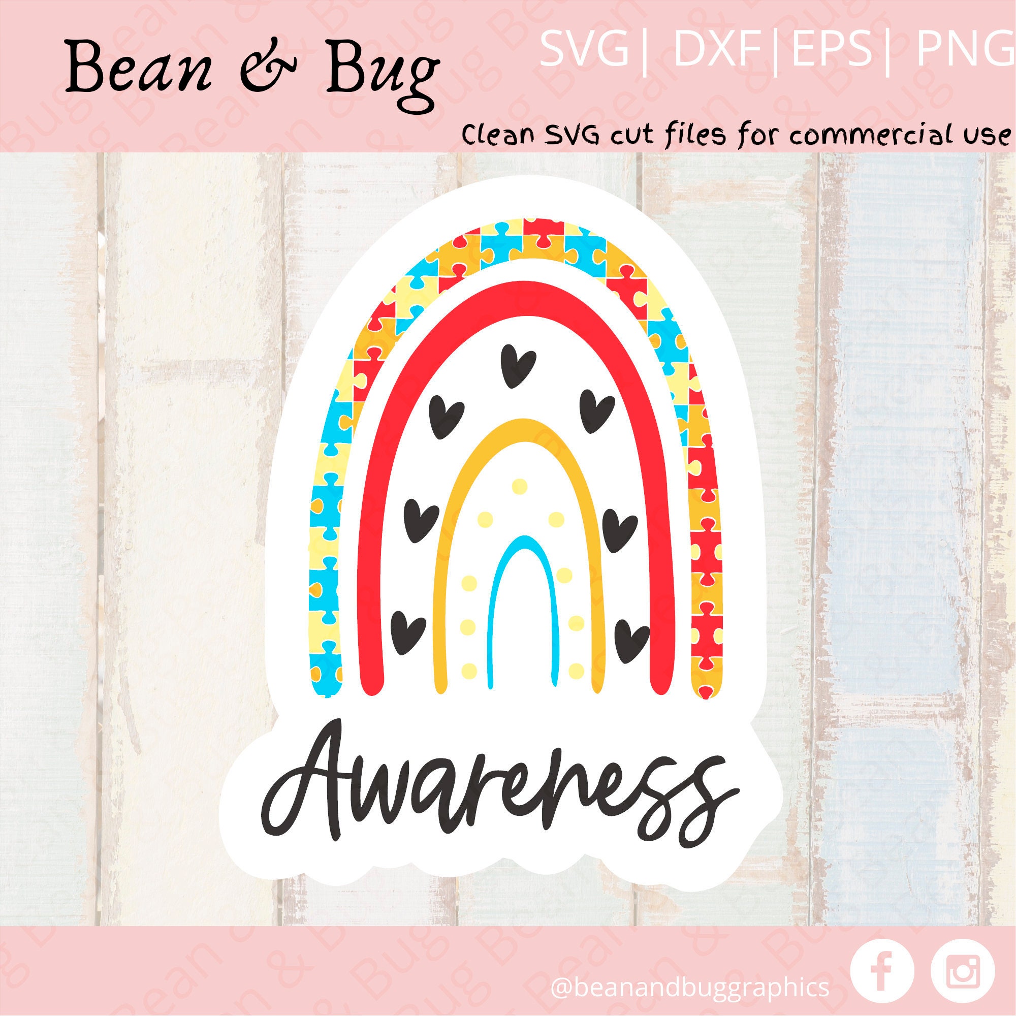 Autism Awareness Sticker SVG Puzzle Rainbow Stickers Print - Etsy