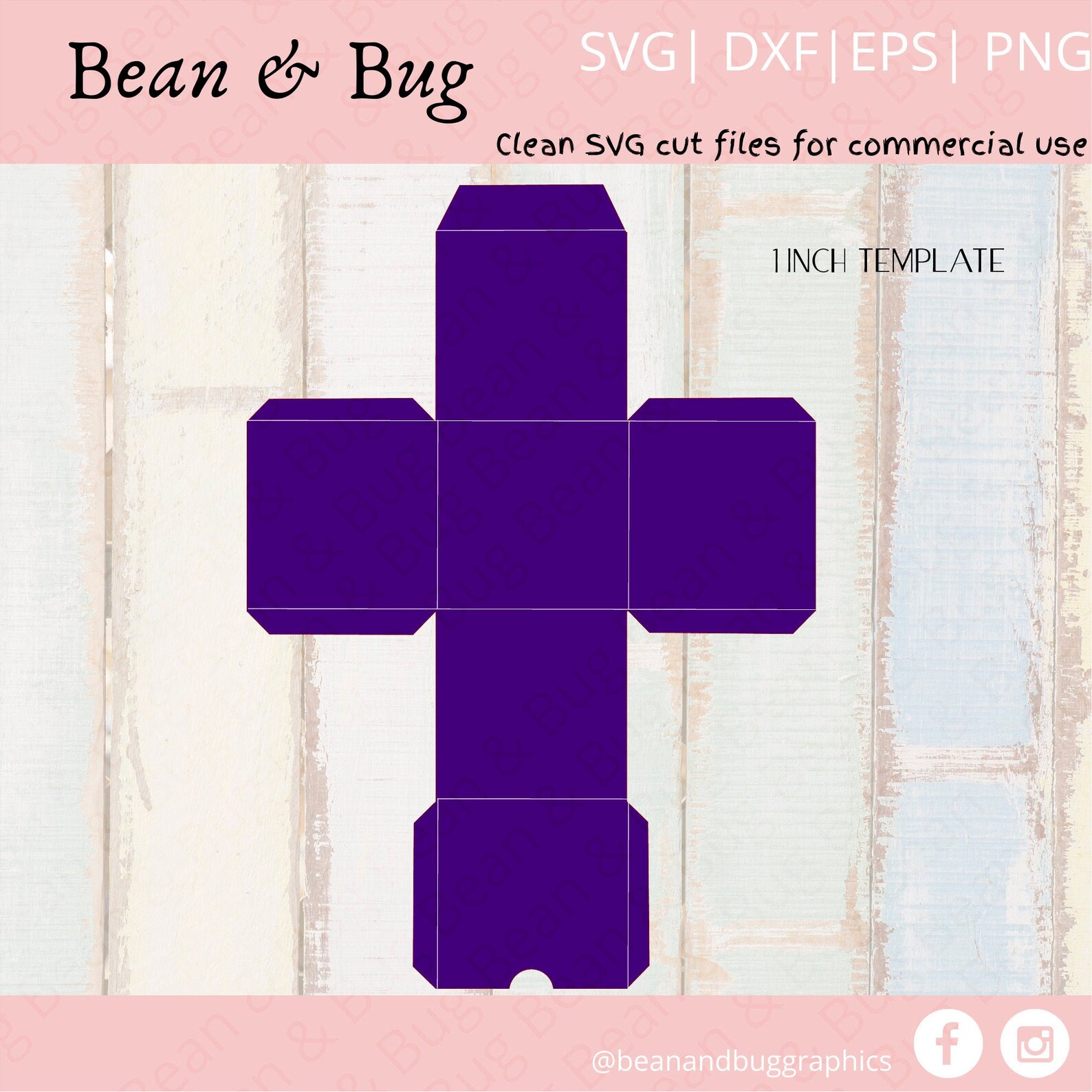 Box Template Svg 1 Inch Box Template Svg Box Svg Box Cut File Foldable ...