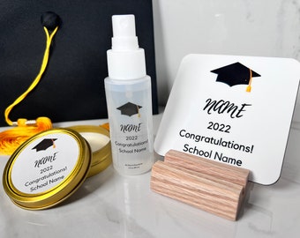 Bulk 25+ Graduation Favors  | Personalized Coasters, Candles and/or Bug Spray Bottles  | Graduation Party 2022 | Graduation Party Favors