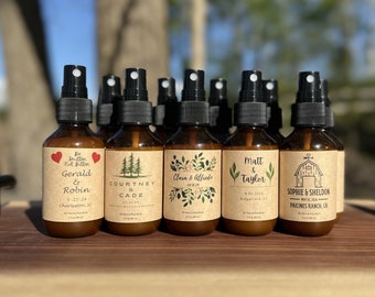Bulk 50+ Bug Spray Bottles & Labels |  Be Smitten Not Bitten | Personalized Wedding Gift | Custom Wedding Favor | Amber Bottle | All Natural