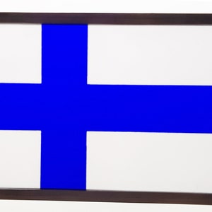 Finland flag, Finnish flag, Football, coloured glass, colored glass, birthday gift, retirement gift, suncatcher, window hanging, Patriotic