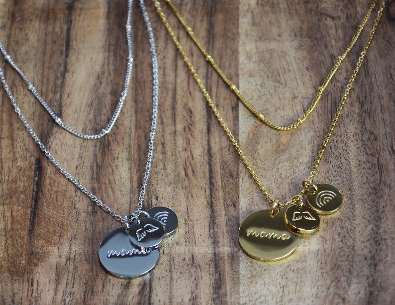 Layered Rainbow Mama Wings Pendant Necklace Rainbow Baby Etsy