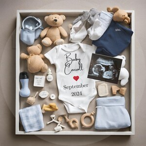 Annonce numérique de grossesse, annonce de bébé sur les réseaux sociaux - Personnalisable - Facebook - Instagram - Gender Neutral - Blue Boy
