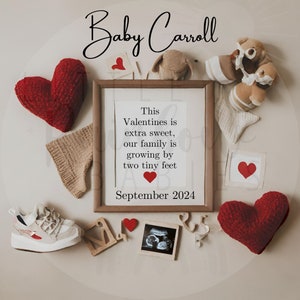Digital Pregnancy Announcement, Social Media Baby Announcement - Valentines Holiday - Customizable - Instagram - Facebook - Gender Neutral