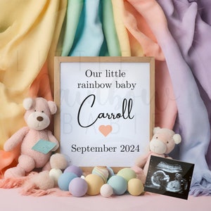 Annonce numérique de grossesse, annonce de bébé sur les réseaux sociaux - personnalisable - Facebook - Instagram Gender Neutral Pastel Rainbow Girl Boy