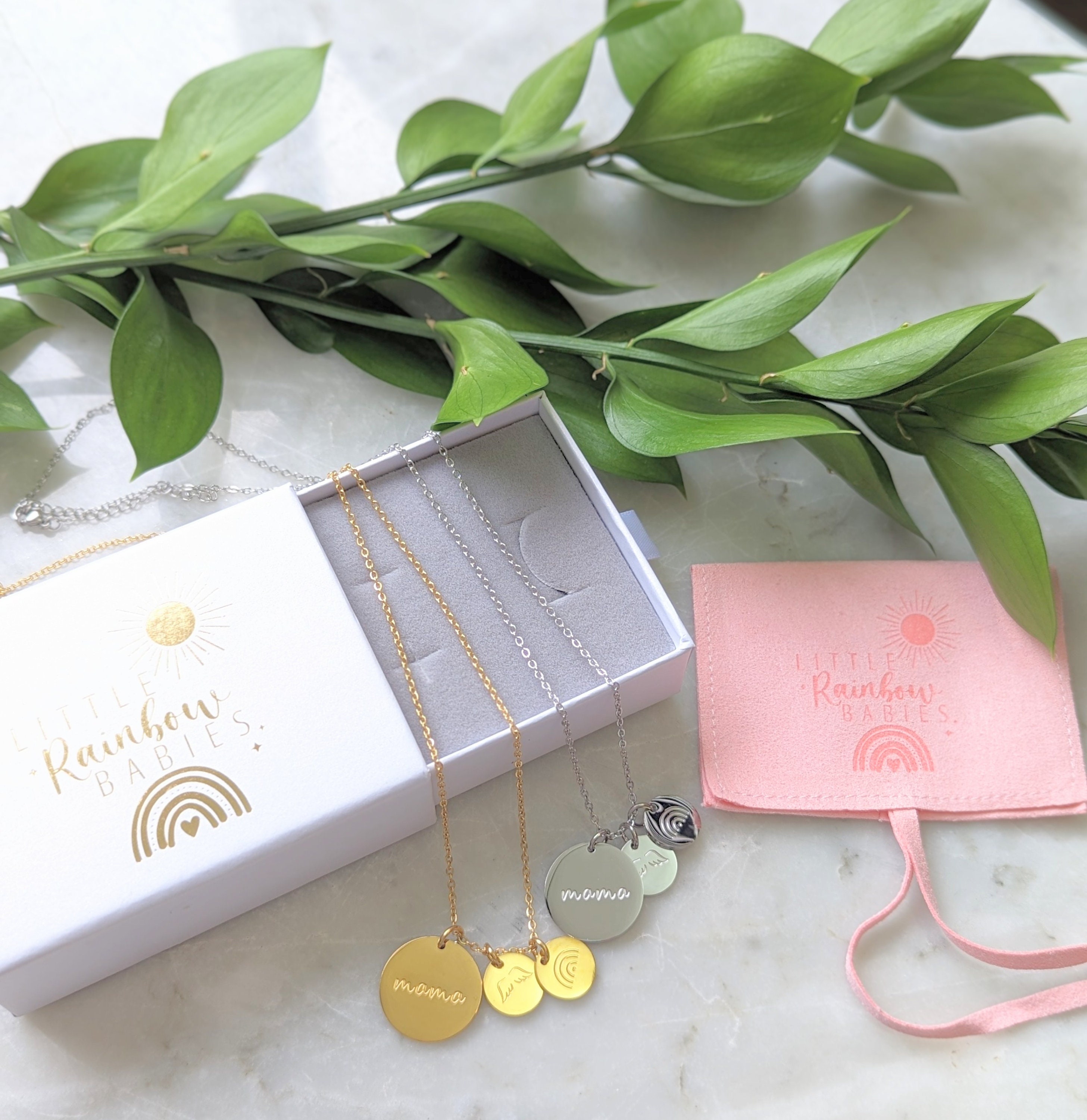 Rainbow Mama Wings Pendant Necklace, Rainbow Baby Gift, Rainbow Baby