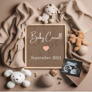 Annonce numérique de grossesse, annonce de bébé sur les réseaux sociaux - Personnalisable - Facebook - Instagram - Gender Neutral - Boy Girl Brown