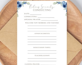 Relief Society Conducting Sheet, Ministering, Editable Relief Society Agenda, LDS Newsletter, LDS Bookmark