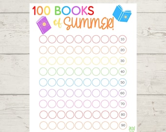 Summer Reading Challenge 100 Book Tracker for Summer - Etsy