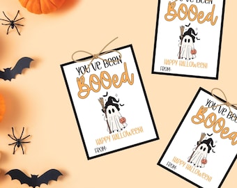 You've Been Booed Tag, Neighbor Halloween Gift, Boo Basket Tag, Retro Spooky Gifttag, Halloween Printable, Trick or Treat Tags
