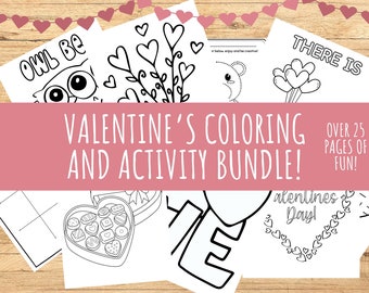 Valentine's Day Coloring Pages, Valentines Activity Bundle, Valentines Day Activities, Valentine's Day Party, Class Party Activity