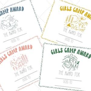 Prix du camp pour filles | Certificats imprimables de jeunes filles SDJ (PDF)