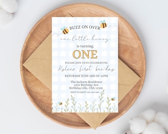 Our Little Honey Bee Birthday Invite | Cute Editable 1st Bee-Day Invitation | Spring First Birthday Celebration Design