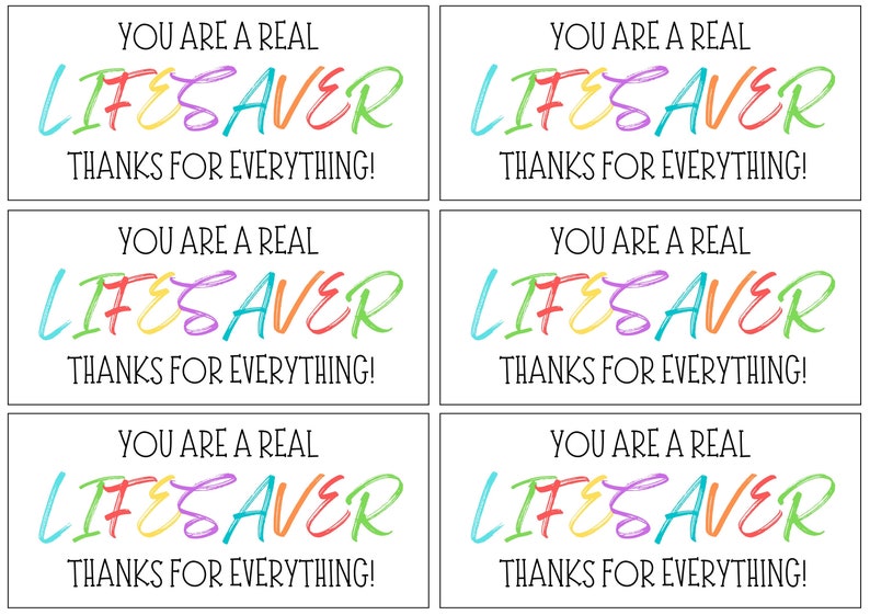 PRINTABLE TAGS Teacher Appreciation LIFESAVER Candy You Are - Etsy