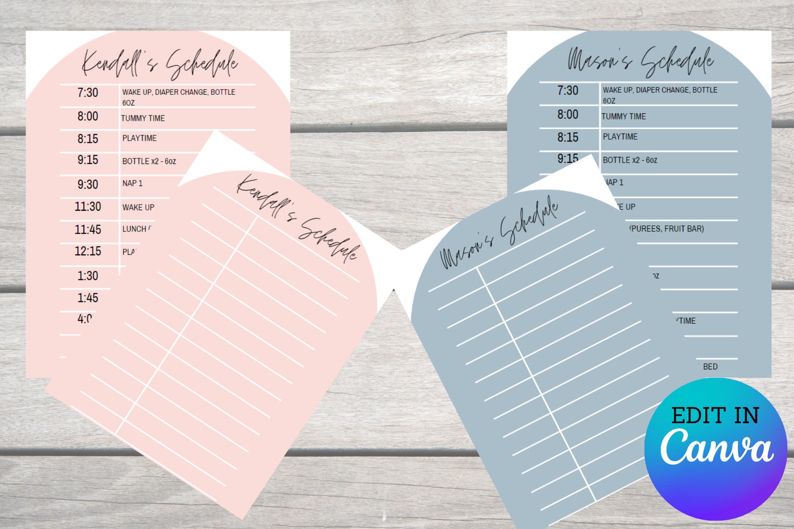 Editable Baby Schedule Template Canva Template Nanny Etsy Editable Baby Schedule Template Canva Template Nanny Etsy