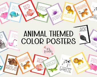 Learn Colors Classroom Poster, Safari Jungle Animals Digital Download, Educational Color Chart for Kids, Preschool Teaching materials