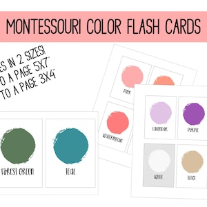 12 Color Flashcards, Montessori flashcards, Pre-School Cards, Educational Printable Cards, Instant Download