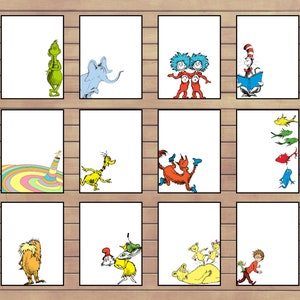 Affiche du Dr Seuss | Livres Dr Seuss | Chat dans le chapeau | Décoration murale pour enfants d'âge préscolaire - Décoration numérique pour salle de classe
