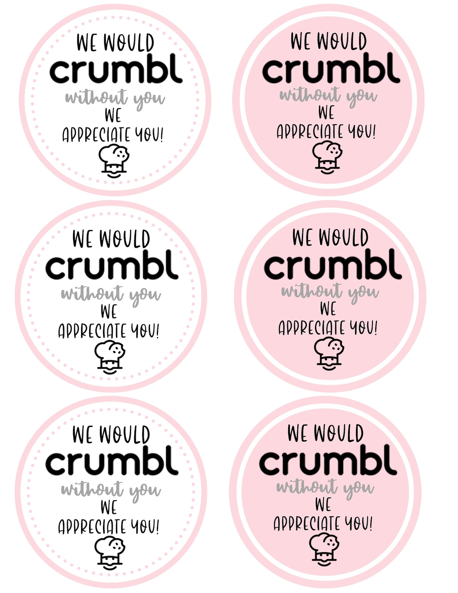 PRINTABLE TAGS CRUMBL Cookies We Would Crumbl Without You Etsy