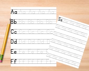 Práctica de escritura del alfabeto / Aprende a escribir / Práctica de escritura a mano / Hoja de trabajo para trazar letras / Página para trazar letras