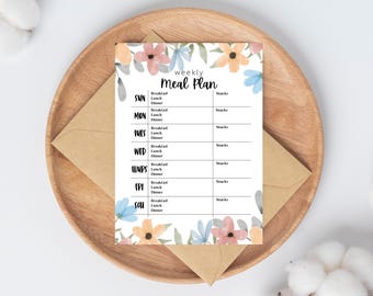 Weekly Meal Planner & Editable Grocery List - Instant Download for Meal Prep and Grocery Shopping