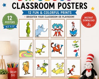 Dr Seuss Poster | Dr Seuss Books | Cat in the Hat | PreSchool Wall Decor- Digital Classroom Decor