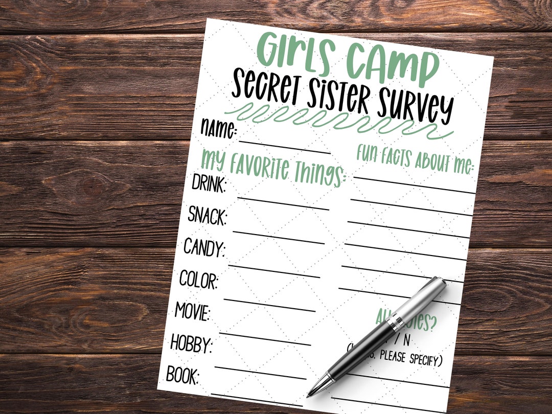 Girls Camp Secret Sister Handouts | Secret Sister Girls Camp Treats ...