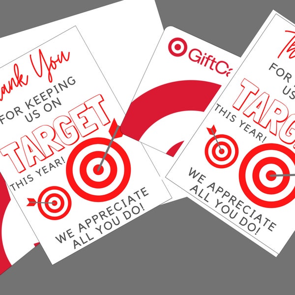 Target Gift Card, Thanks for Keeping us on TARGET, Teacher appreciation Gift, Instant Download Gift