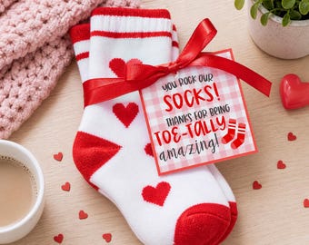 Teacher Appreciation Gift Tag | You Knock Our Socks Off, Toe Tally (Editable Canva)