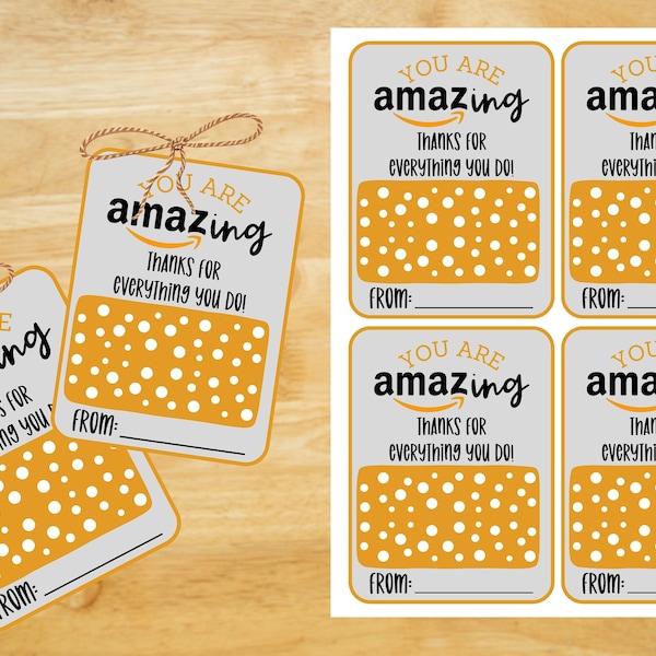 PRINTABLE TAGS  Teacher Appreciation - Amazon, Thanks Amazon gift card, Thank you Tags, You are amazing Tag Digital Download