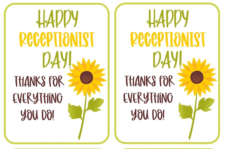 PRINTABLE Tags receptionist Appreciation Happy Receptionist Etsy