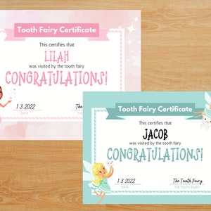 Editable Tooth Fairy Printable Certificate | First Tooth Lost | Realistic Tooth Fairy Letter | Kids Tooth Fairy Letter | Lost Tooth
