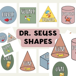 Dr Seuss Shape Posters | Learn your Shapes | Shape Learning Signs | Classroom Posters | Cat in the Hat Posters, Pastel Colors, Pastel Class