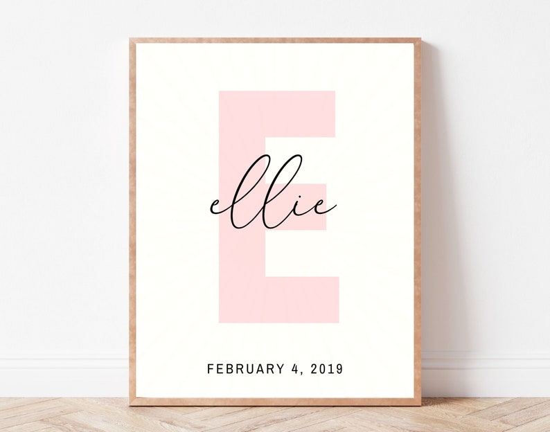 Ellie In Cursive Custom Kids Art, Neutral Nursery Name Print, Personalized Name Poster ...