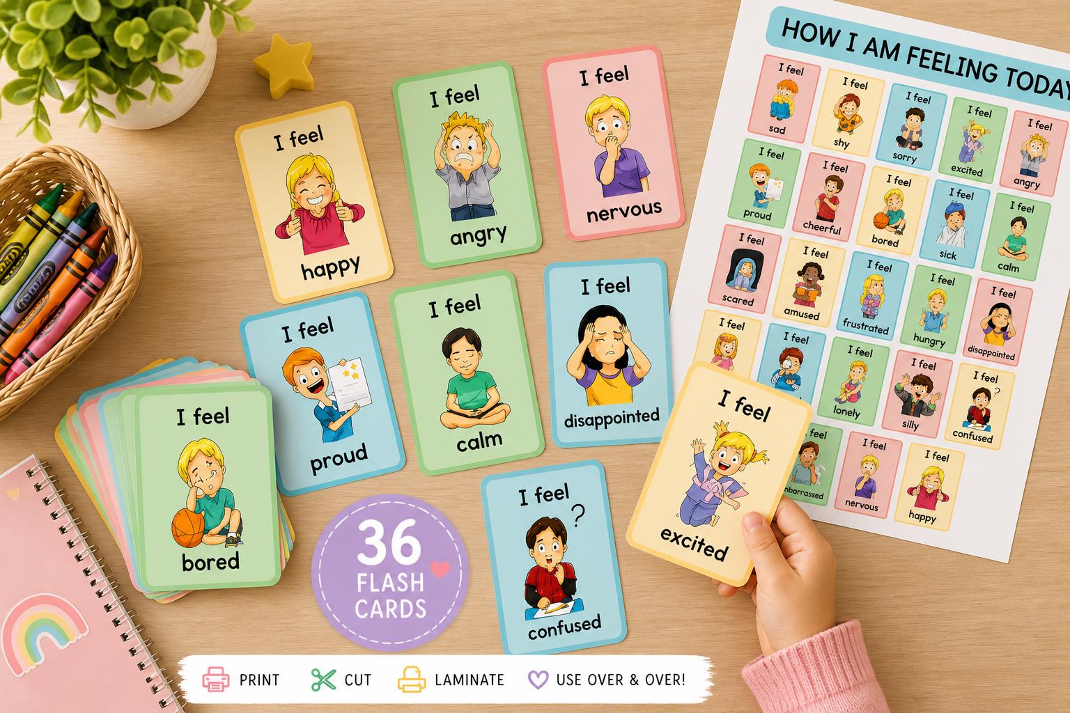 Feelings Flashcards & Emotions Poster Printable | SEL Classroom