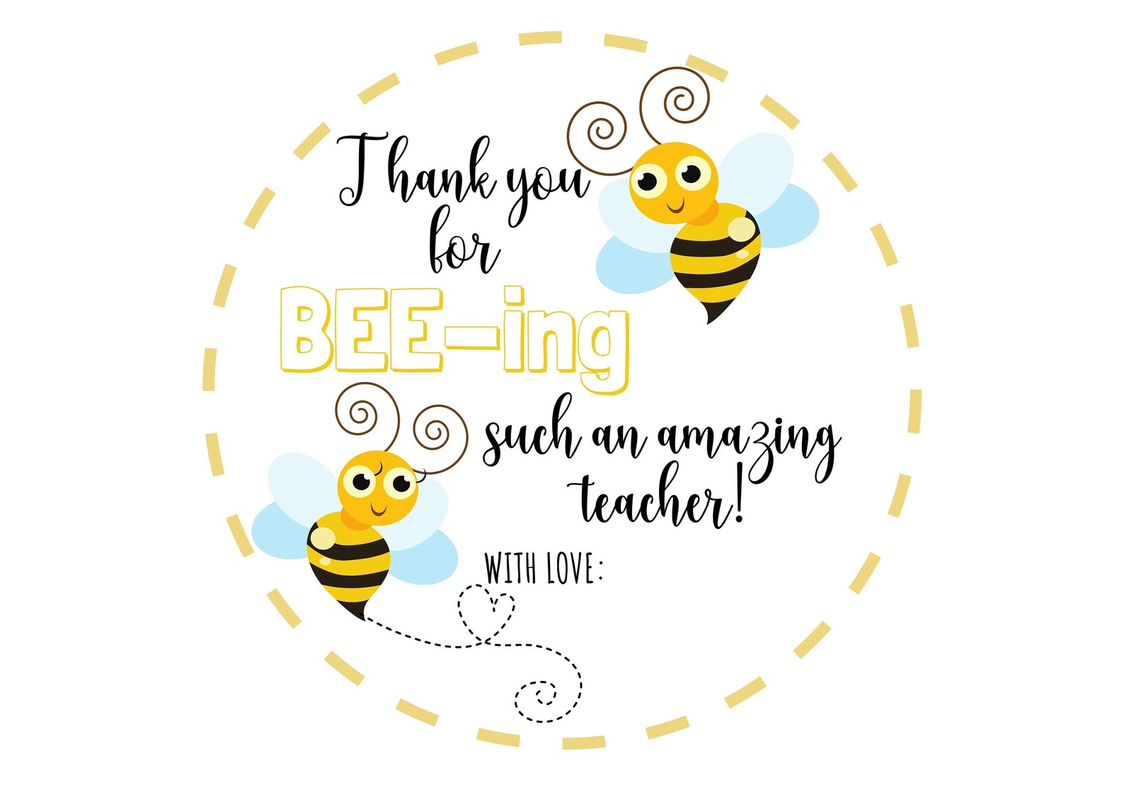 PRINTABLE Teacher Appreciation Tags BEES Thank You for - Etsy