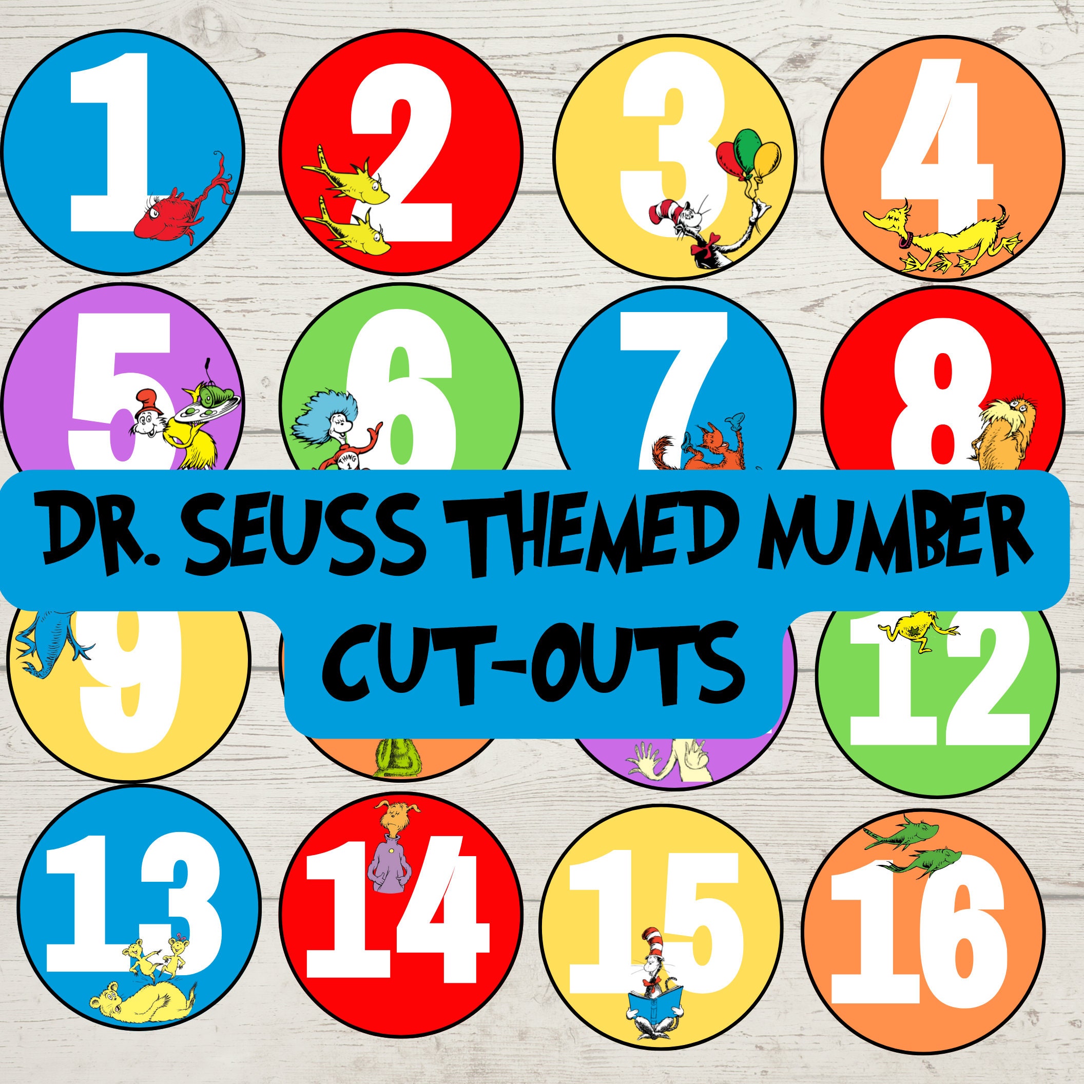NÚMEROS del aula del Dr. Seuss/ Aprende a contar / Recortes de - Etsy