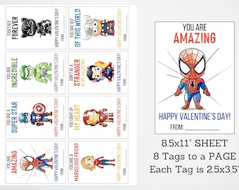 Superhero Valentine's Day Card, Super Hero Classroom, Valentines Cards, Printable Superhero Valentines Day Cards, Instant Download Valentine