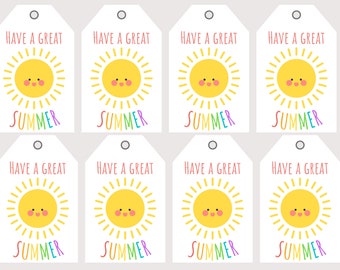 PRINTABLE TAGS Summer, Have a great Summer, End of school year Tags, Digital Download
