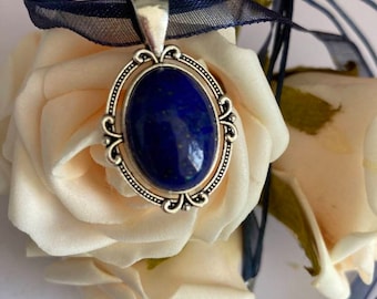 Blaue Lapislazuli Naturstein-Halskette mit verstellbarer Kette (Schiffe Weltweit) Bitte lesen Sie die Beschreibung