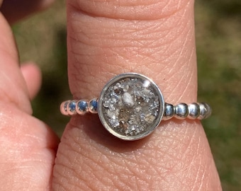 Sterling Silver Memorial Ring, Ashes or Hair Keepsake