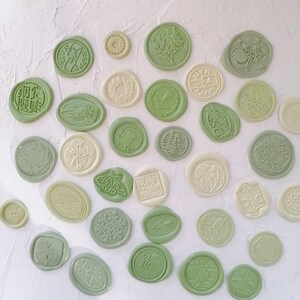 Adesivos autoadesivos de cera de vedação verde pastel - diversos adesivos aleatórios - carimbo de cera (convite de casamento, embrulho de presente, caligrafia)