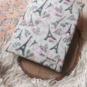 Romantic Paris Booksleeve ~ Book Pouch ~ Book Pocket ~ Padded Book Cover - iPad Kindle Sleeve - Book Cozy