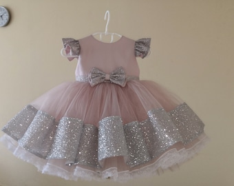 Baby pink Dress, Occasion Dress, Flower Girl Dress, Baby Tulle Dress, Princess Tutu Dress, Photosession Dress, 1st Birthday Dress For Girls
