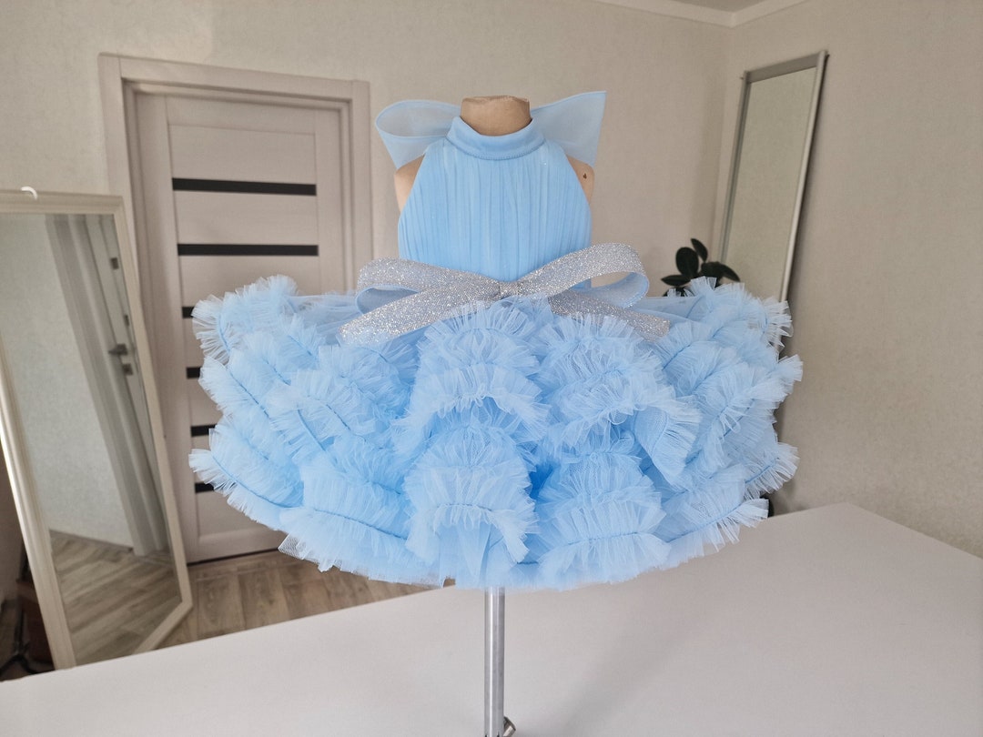 Blue Baby Girl Dress Special Occasion,toddler Flower Girl Dress,first Birthday Dress,little Girl