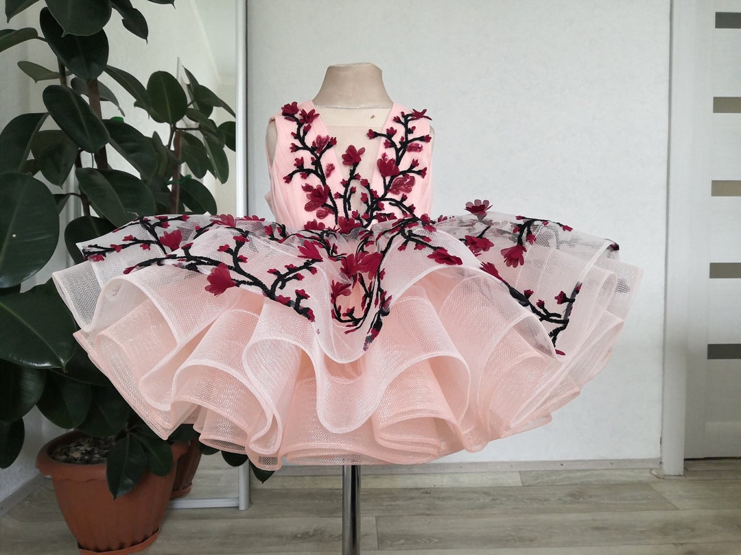 Tulle Knee-length Birthday Party Baby Girl Dress