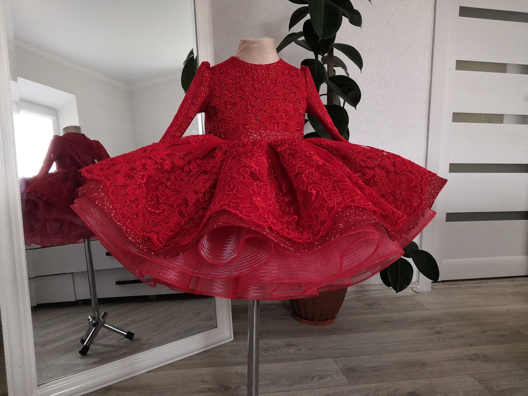Red Lace Sparkling Dress 1218 Months Christmas Dress for 1 Etsy