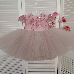 Vestido de niña de flores, vestido de tutú rosa, vestido de princesa niña, vestido de niña mariposa, vestido de niño pequeño, vestido de primer cumpleaños, vestido de desfile de niña