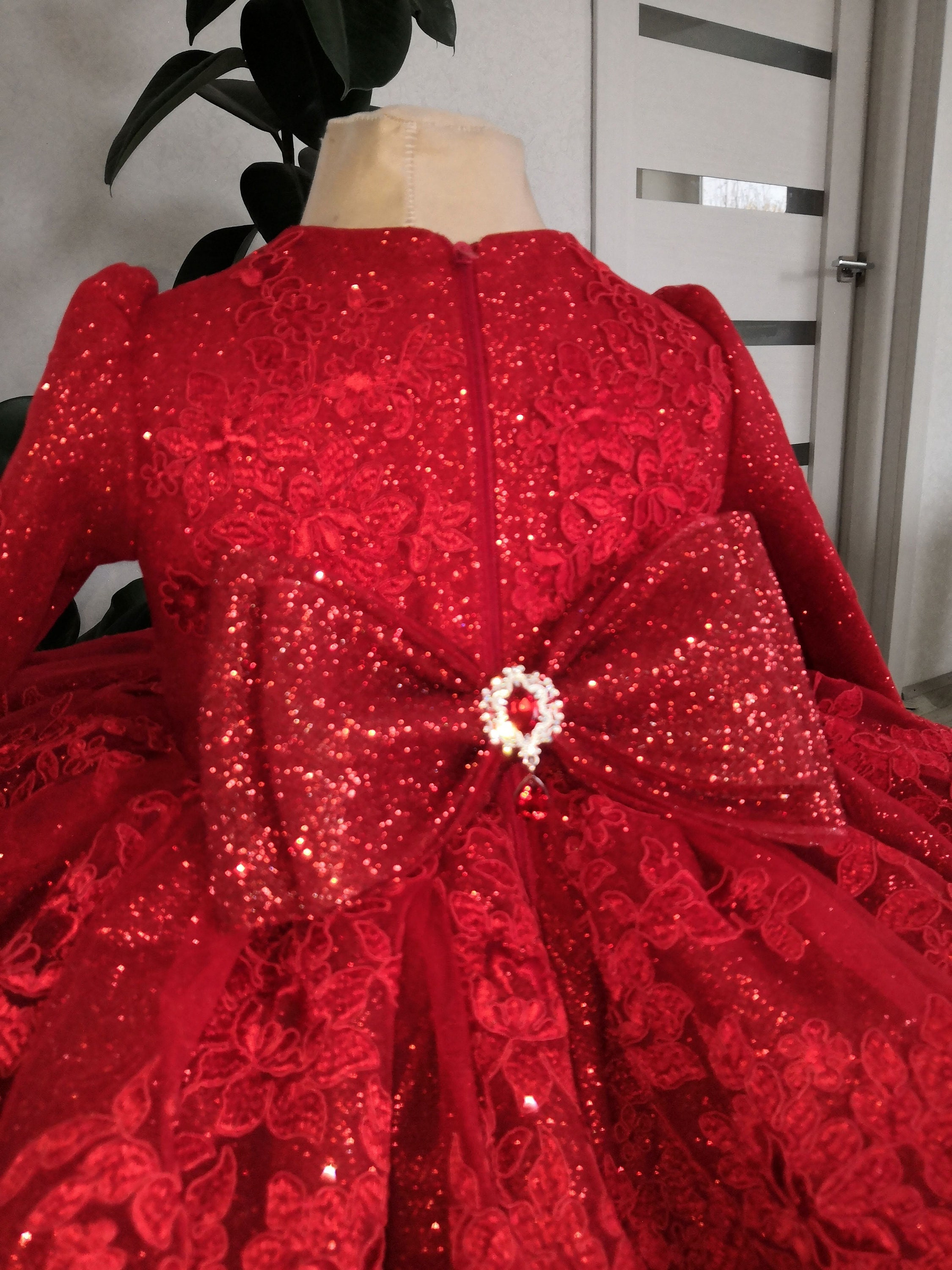 Red Lace Sparkling Dress 1218 Months Christmas Dress for 1 Etsy
