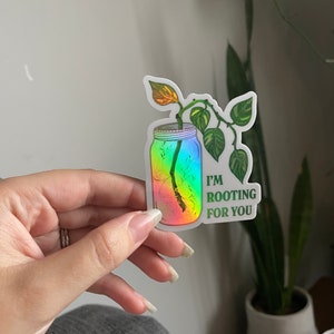 I’m Rooting For You Holo, Clear & Regular vinyl sticker | plant sticker | propagation sticker | golden pothos sticker | for plant lovers